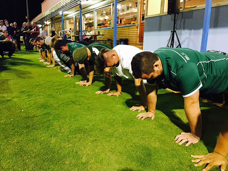 Push-up contest on the bowling green